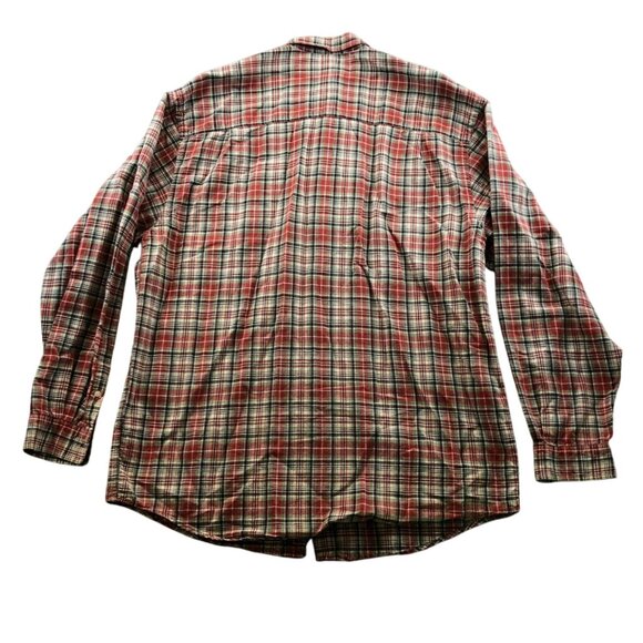 Eddie Bauer Mens Shirt Size LT Plaid Long Sleeve Button Down Linen Blend Red - Picture 2 of 9